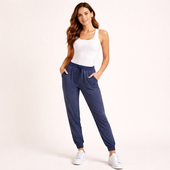 Zyia Active Pants - ZYIA Active Unwind Joggers Navy Blue Drawstring Athleisure Pants S